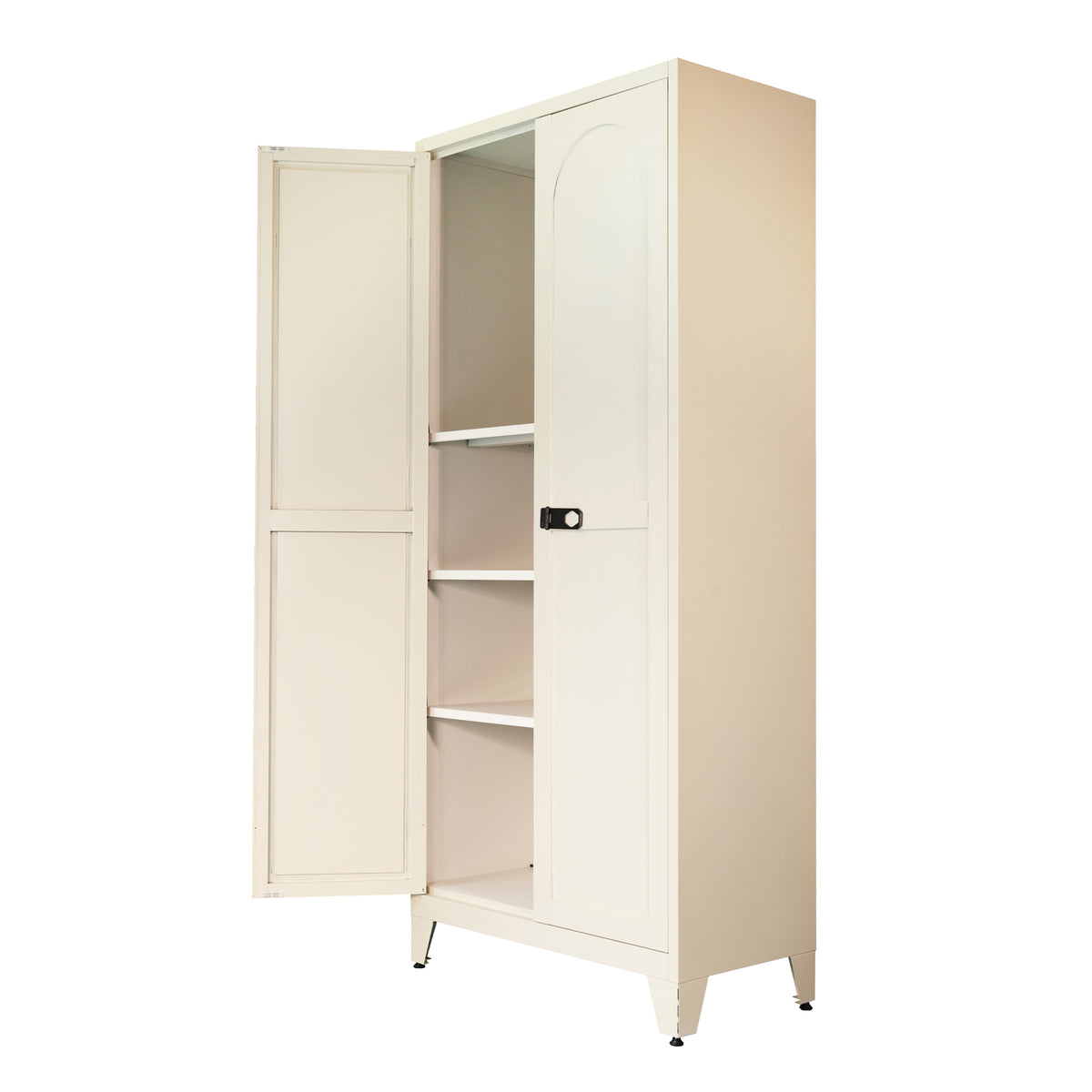 Little Arch 71 cabinet in Oat, angled view with both doors open