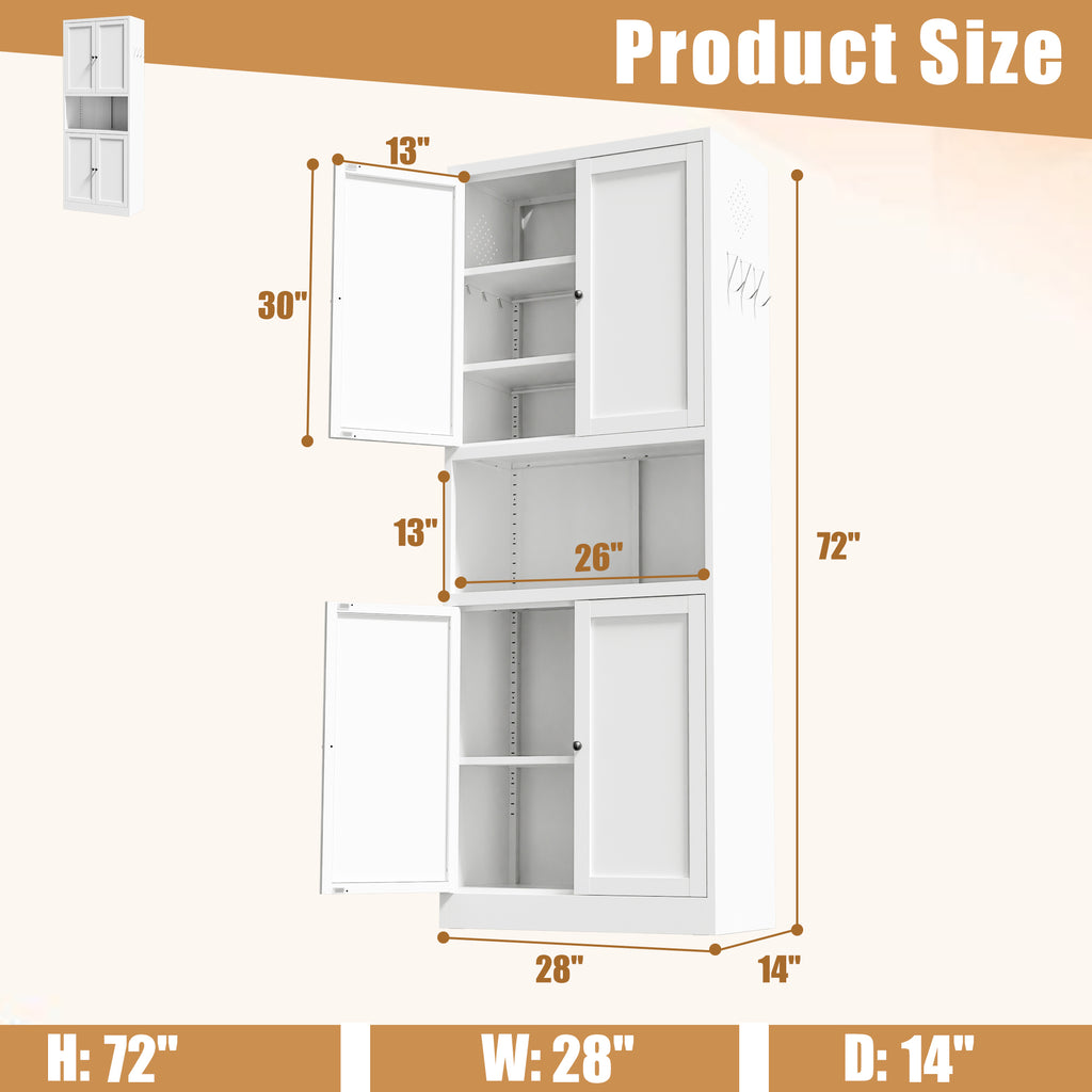 Pantry Hutch 72 size diagram: about 28 in wide, 14 in deep and 72 in tall, with a 26 in wide, 13 in high open shelf