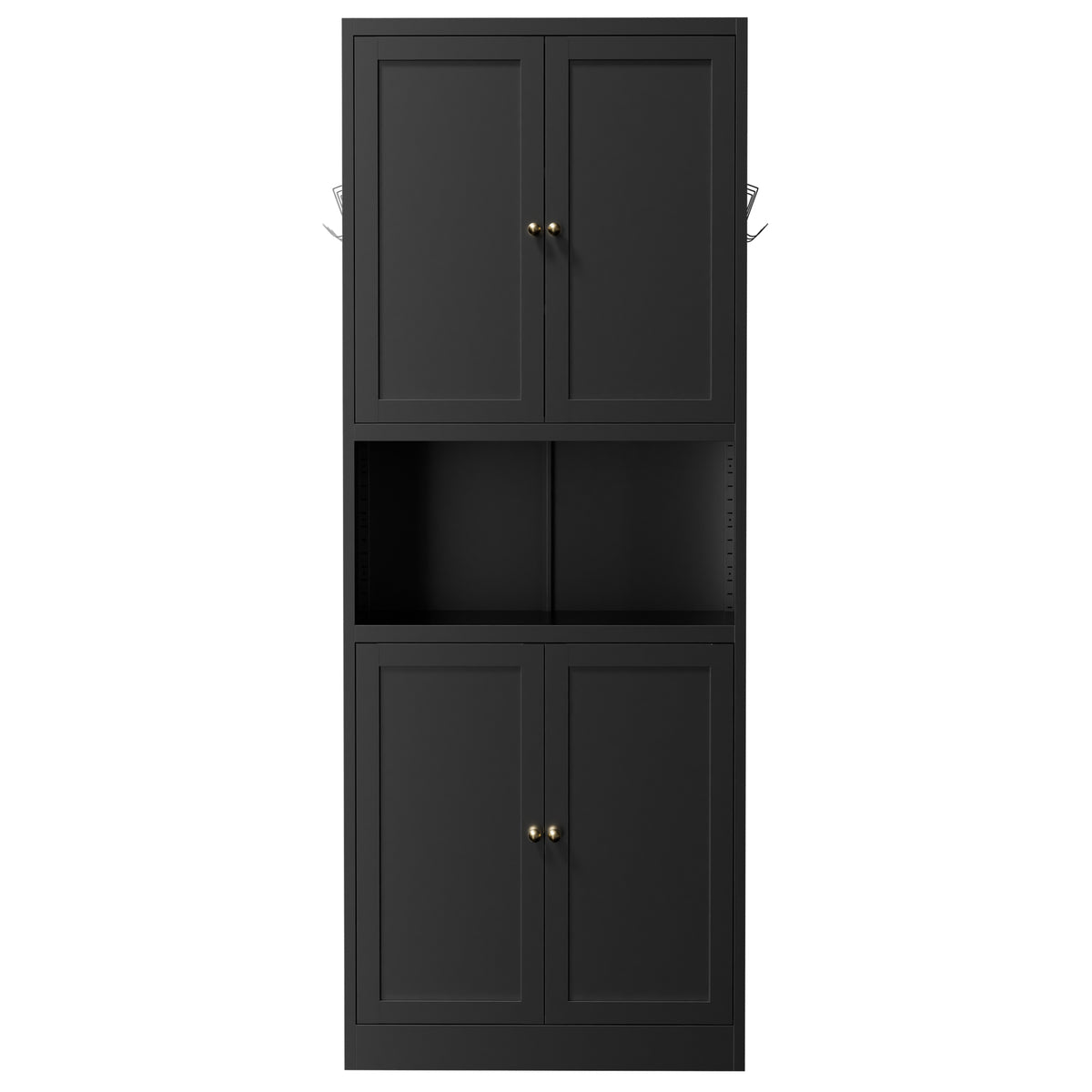 Pantry Hutch 72 in Graphite, front view with the doors closed