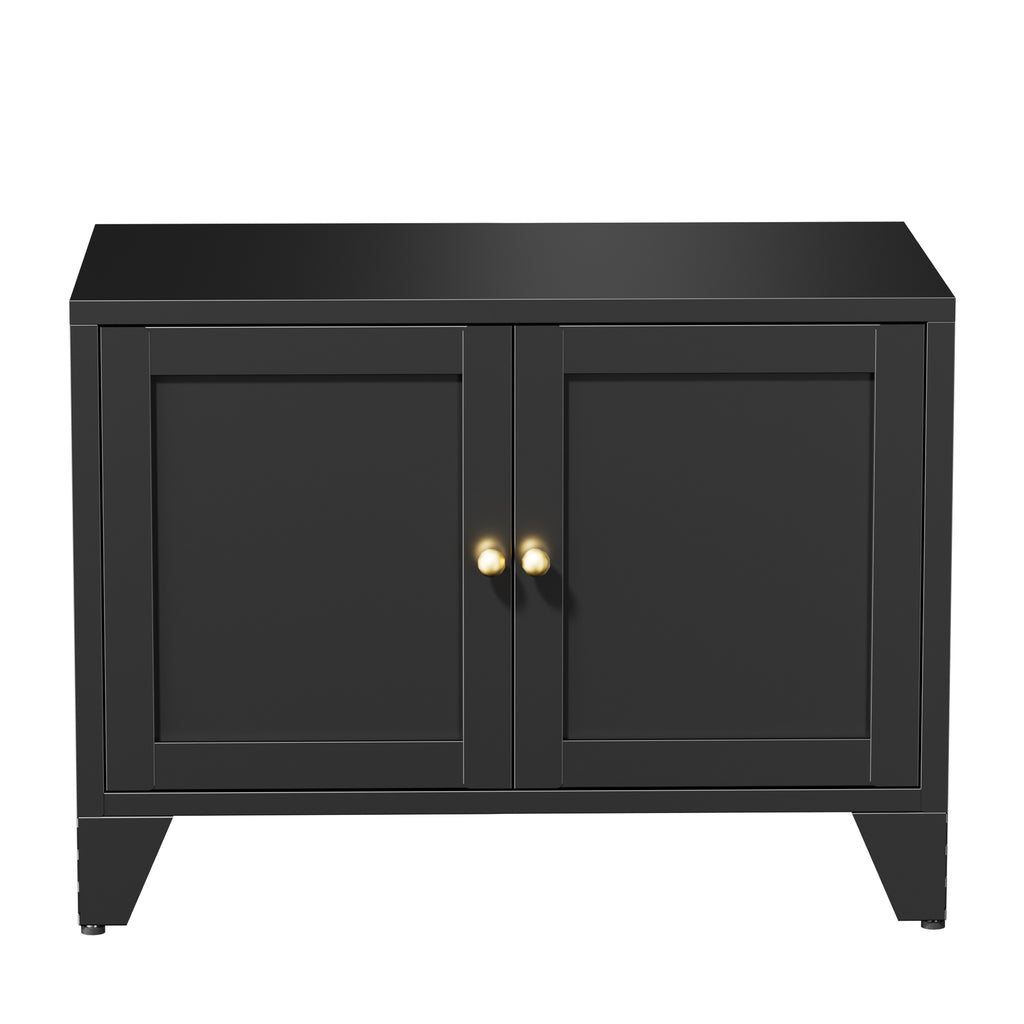 Litter Box Cabinet in Graphite, front view with the doors closed