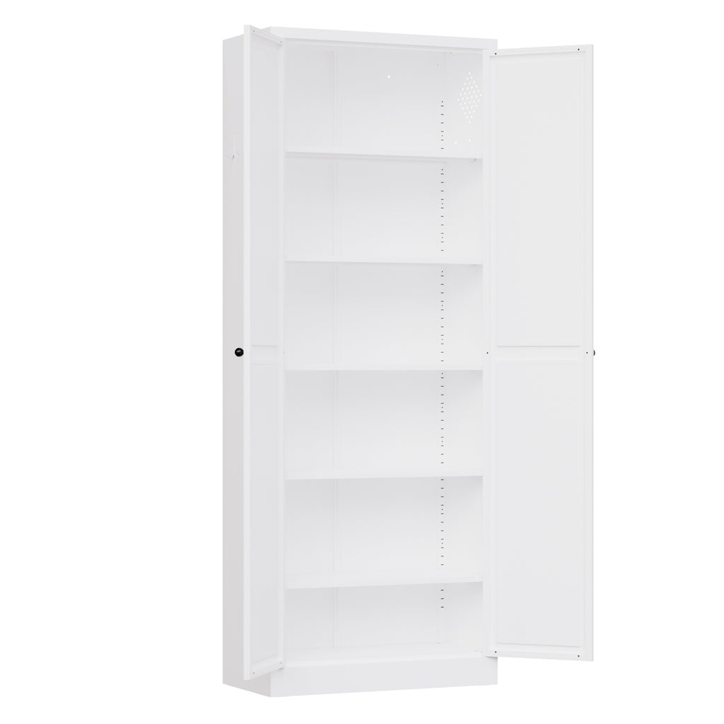 Pantry 72 with doors open, showing five empty adjustable shelves