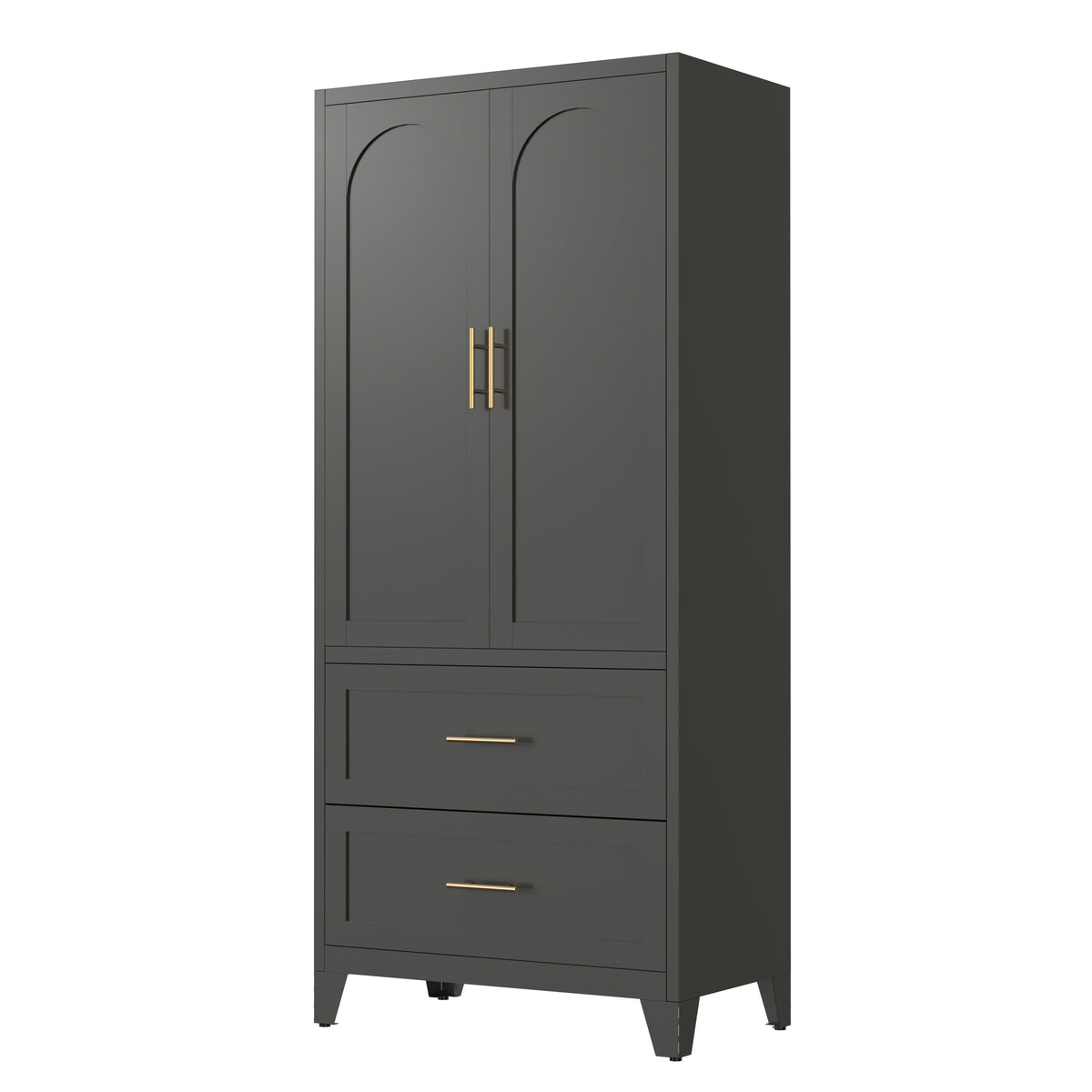 Arch Wardrobe 71 in Graphite, angled view with doors closed