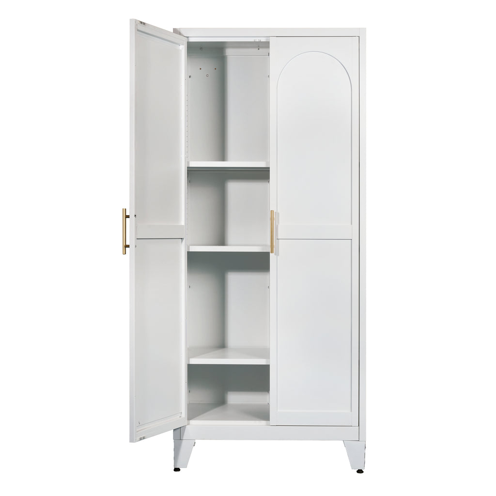 Little Arch 71 cabinet in Chalk, angled view with both doors open
