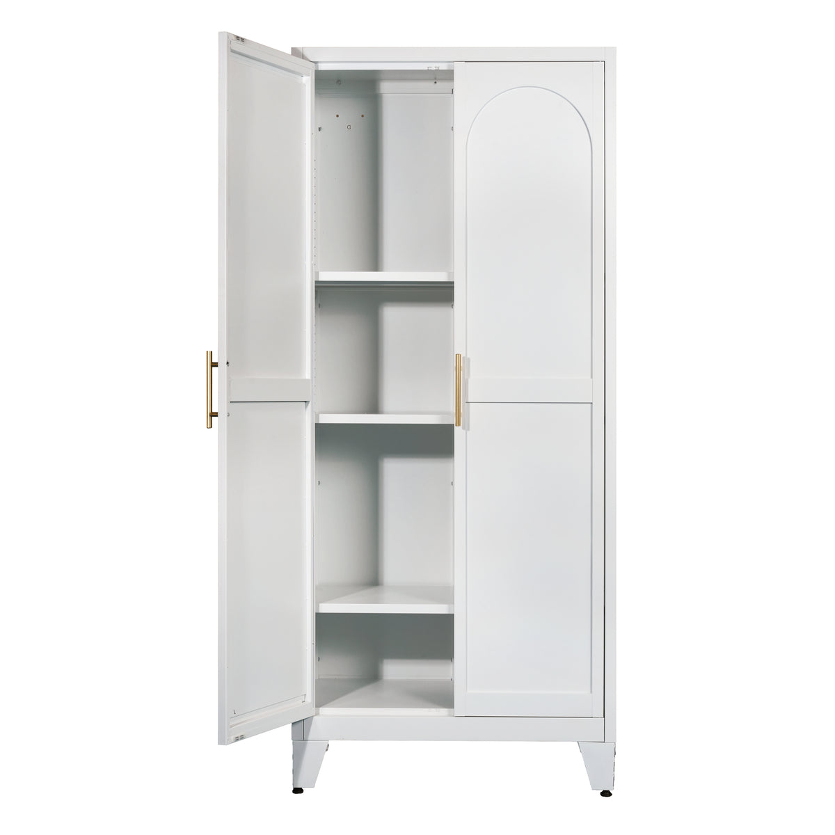 Little Arch 71 cabinet in Chalk, angled view with both doors open