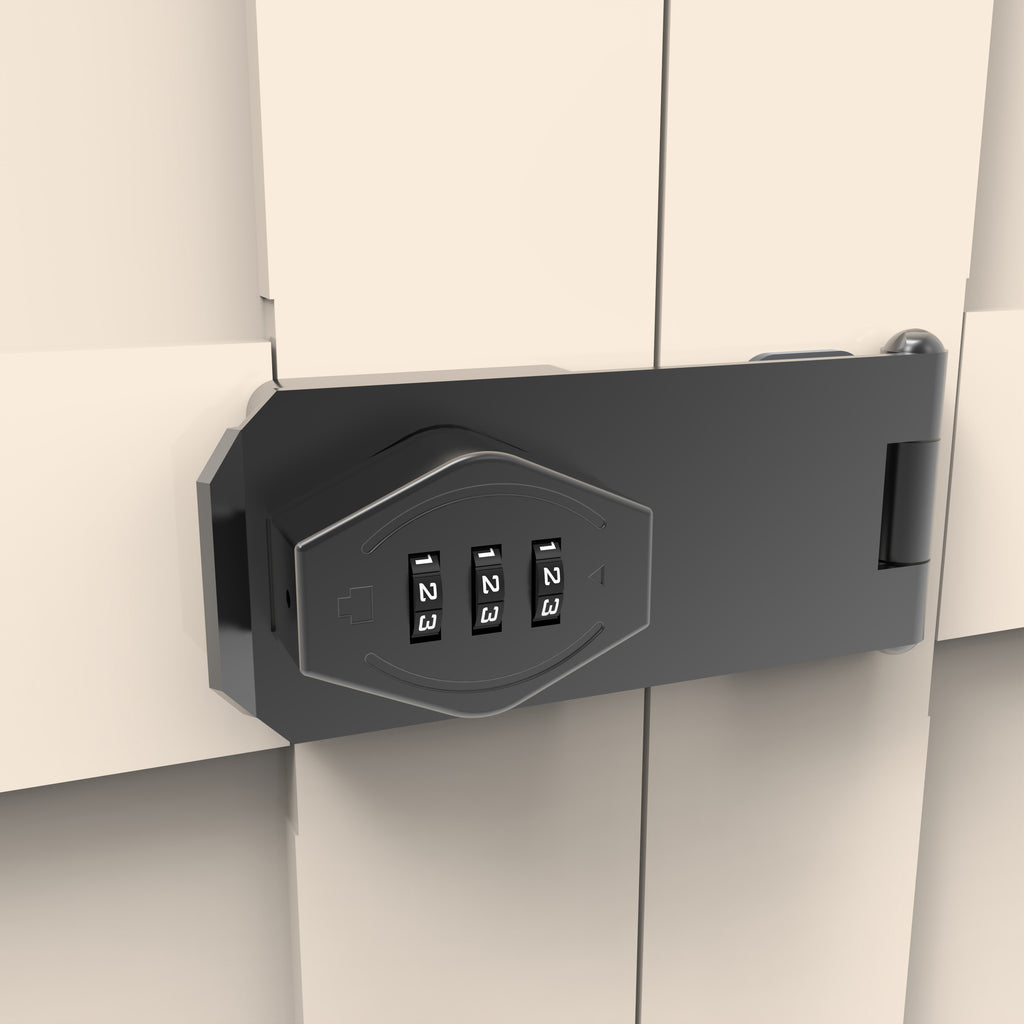 Close-up of the combination lock on the center handle of Little Arch 71 in Oat