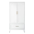 Arch Wardrobe 60 steel wardrobe in Chalk (white), front view with arched doors and a drawer