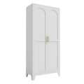 Little Arch 71 steel cabinet in Chalk (white), front view with arched doors and gold-tone handles