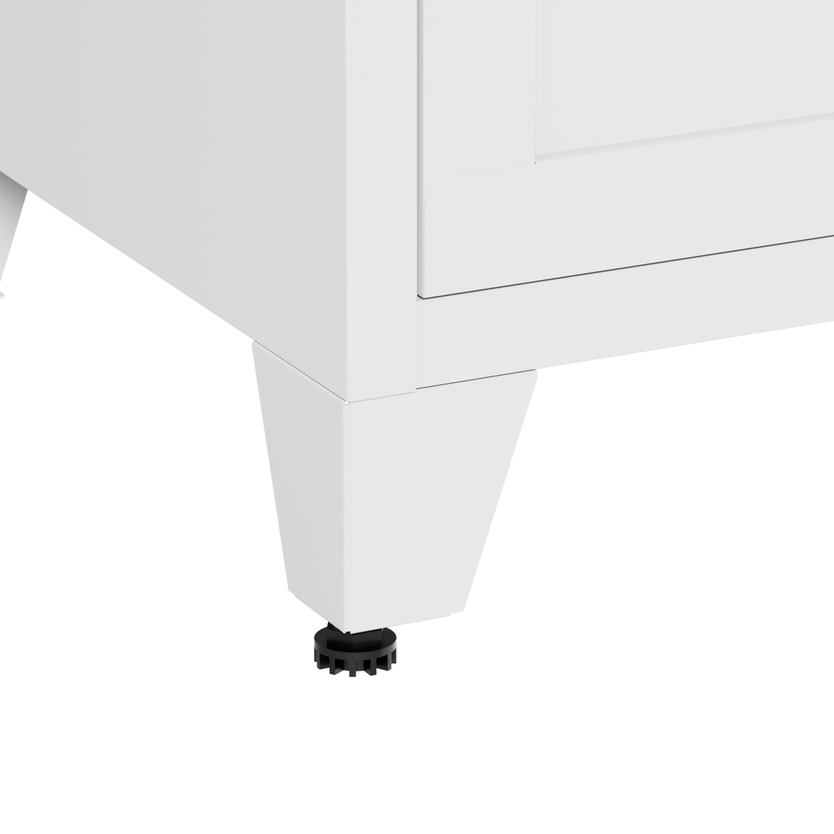 Close-up of a tapered leg with a leveling foot