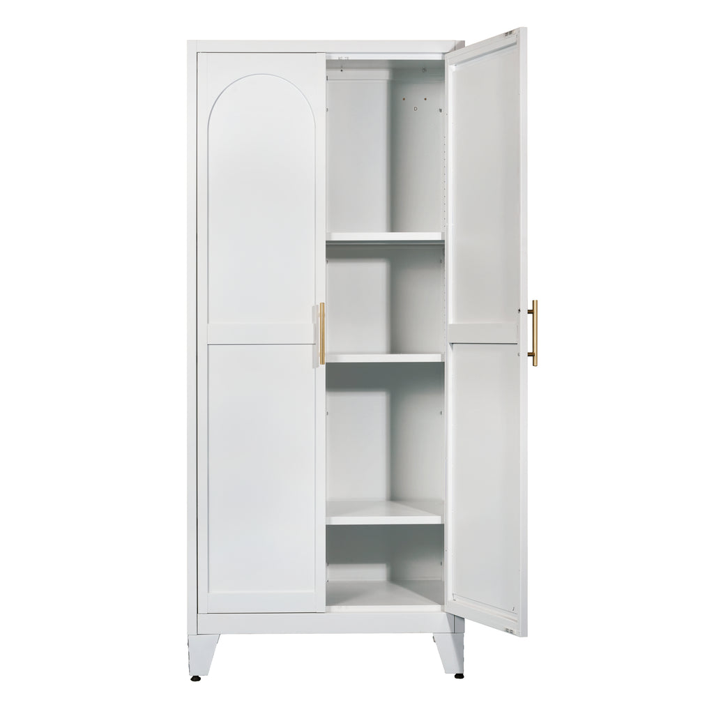 Little Arch 71 cabinet in Chalk, angled view with one door open