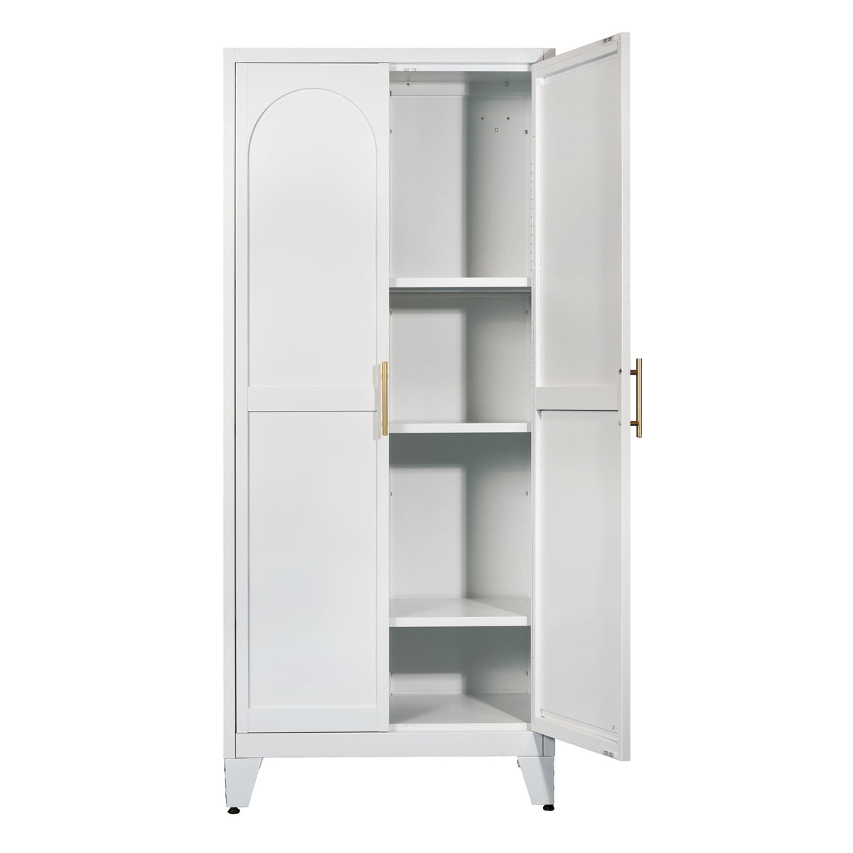 Little Arch 71 cabinet in Chalk, angled view with one door open