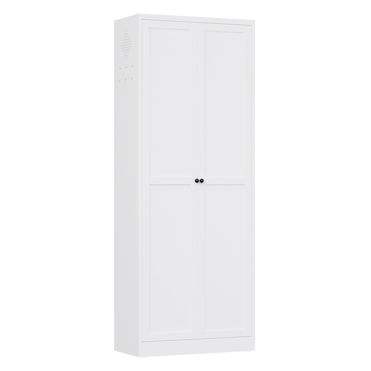 Pantry 72 tall steel pantry cabinet in Chalk (white), front view with doors closed