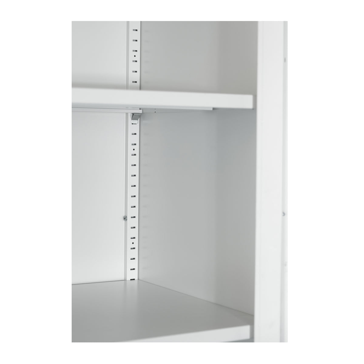 Close-up of the adjustable shelf supports inside Arch Wardrobe 71