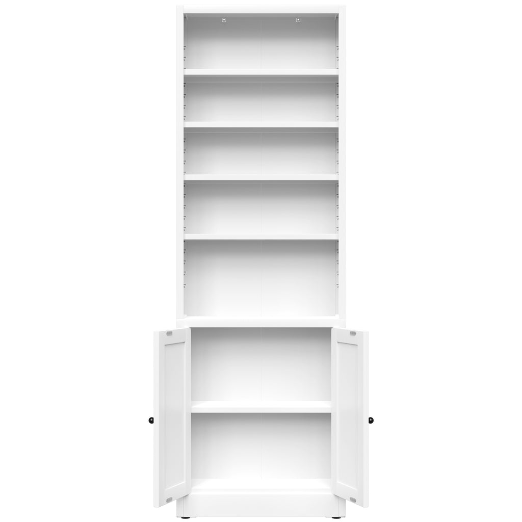 Bookcase 71 in Chalk with empty shelves and the cupboard doors open
