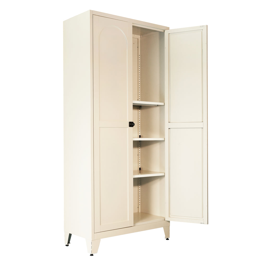 Little Arch 71 cabinet in Oat, angled view with one door open