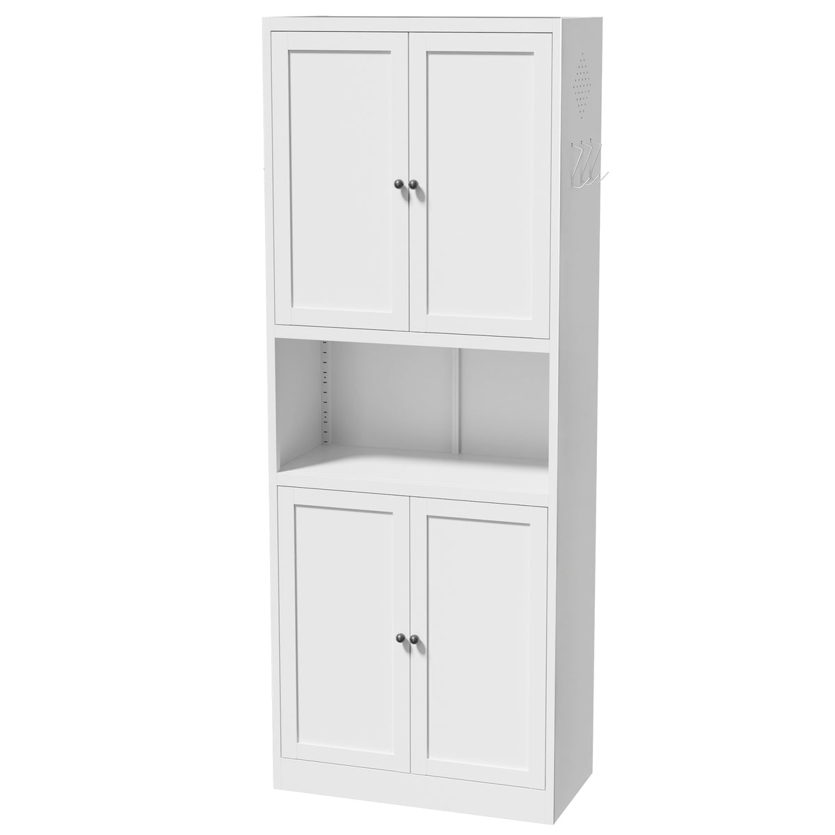 Pantry Hutch 72 in Chalk, front view with the doors closed