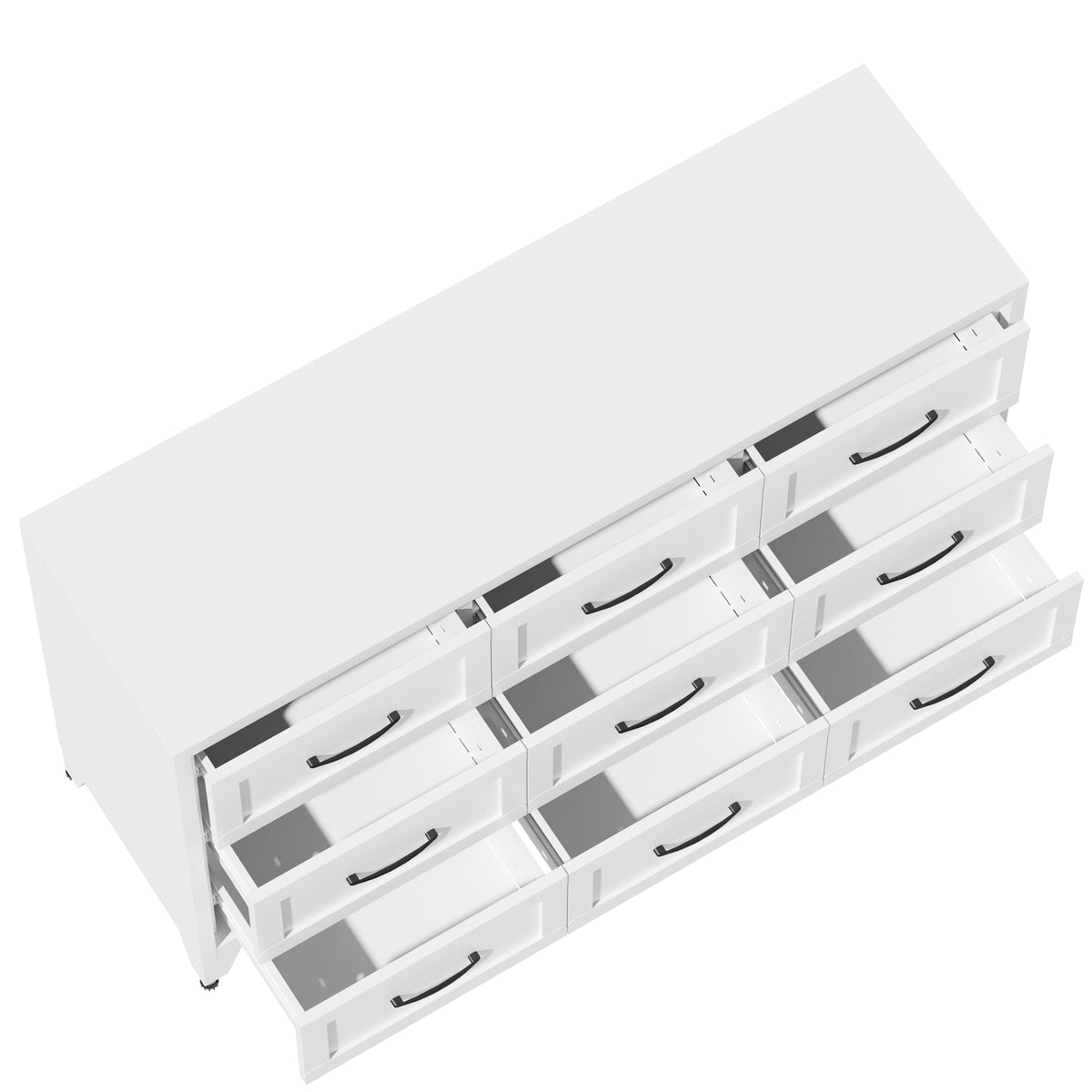 9-Drawer Dresser with the drawers pulled out, empty