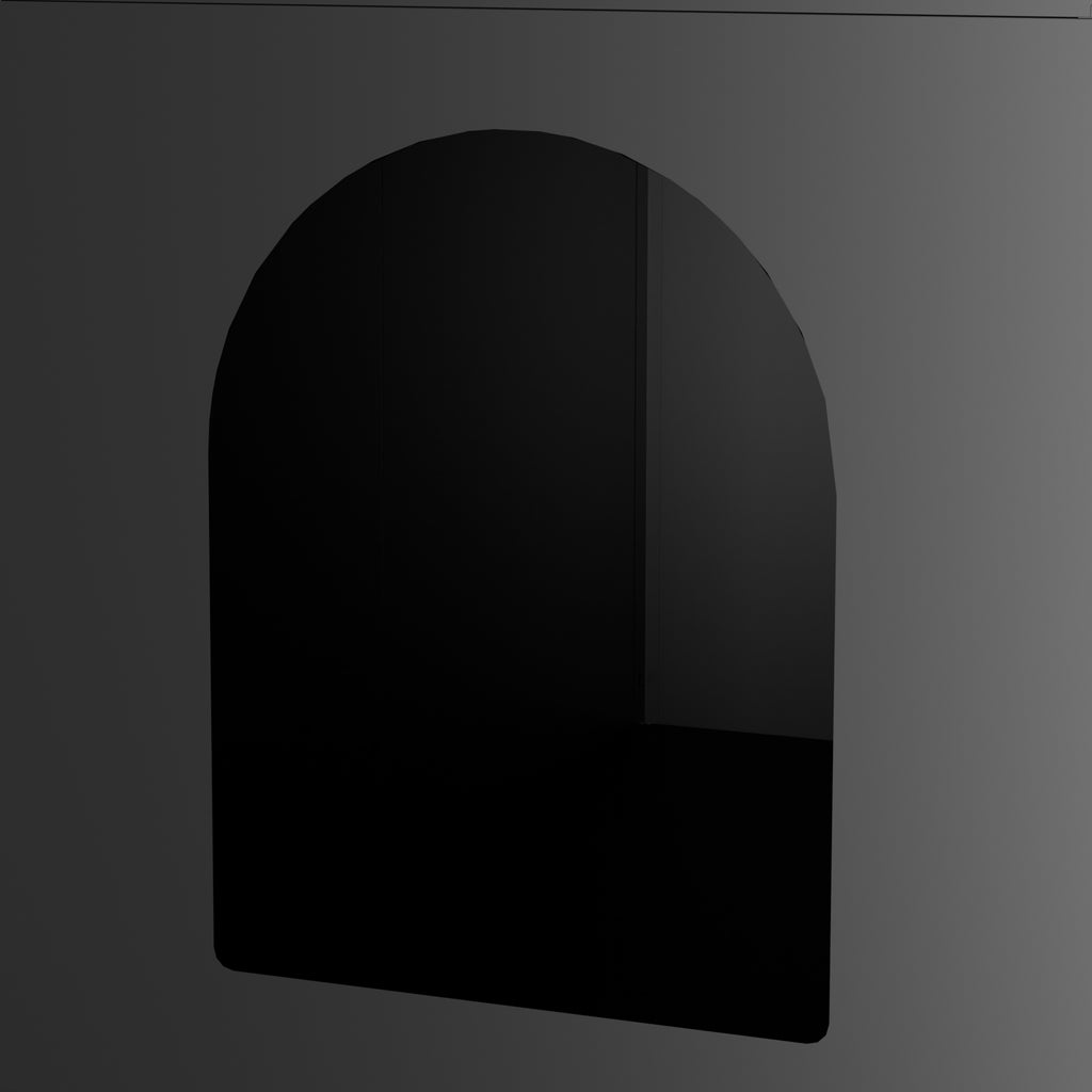 Close-up of the arched cat entrance on the side of Litter Box Cabinet