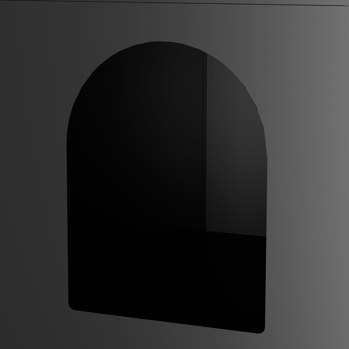 Close-up of the arched cat entrance on the side of Litter Box Cabinet