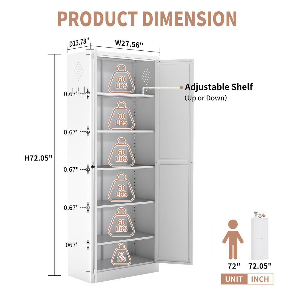 Pantry 72 dimension diagram with adjustable shelf positions