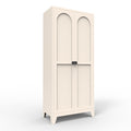 Little Arch 71 lockable steel cabinet in Oat (warm beige), front view with arched doors closed