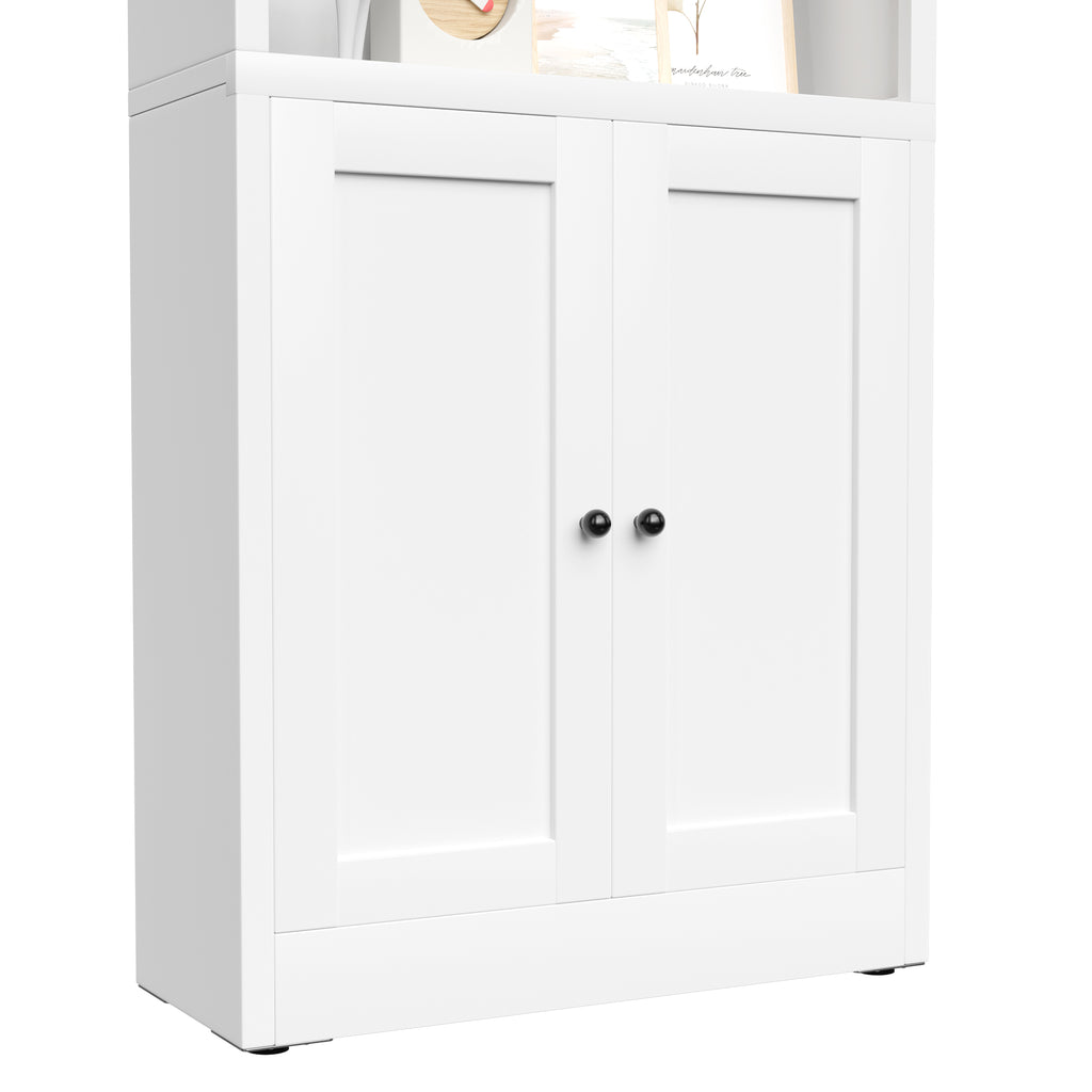 Close-up of the cupboard doors and black knobs on Bookcase 71