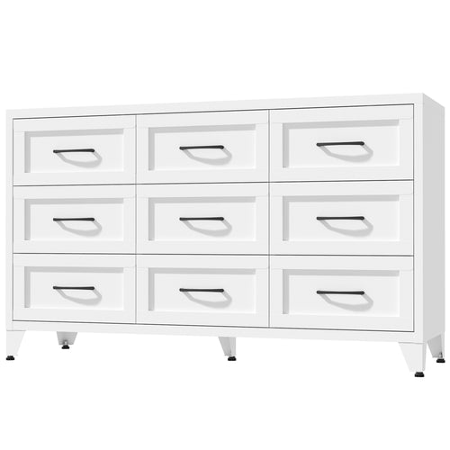 9-Drawer Dresser in Chalk, front view with the drawers closed