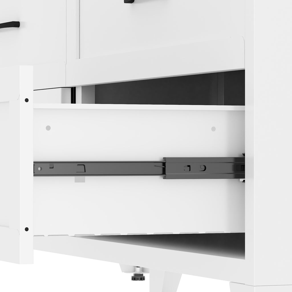 Close-up of the metal drawer rails on 6-Drawer Dresser