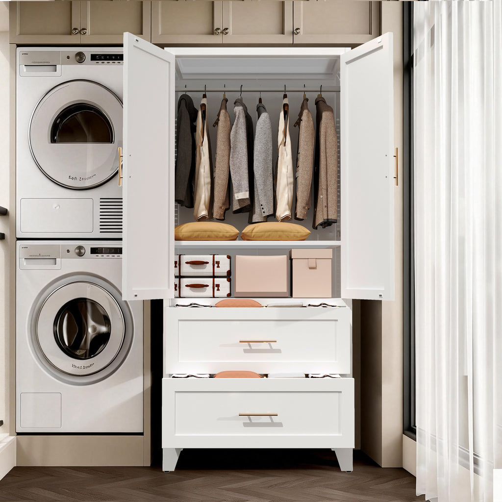 Arch Wardrobe 71 with doors open next to a washer and dryer