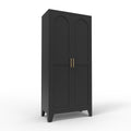 Little Arch 71 steel cabinet in Graphite (black), front view with arched doors closed