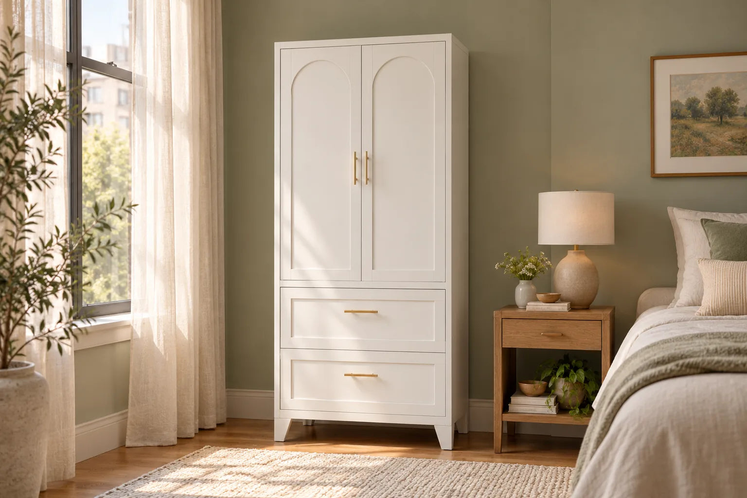 Arch Wardrobe 71 — Chalk in a small bedroom, generated scene