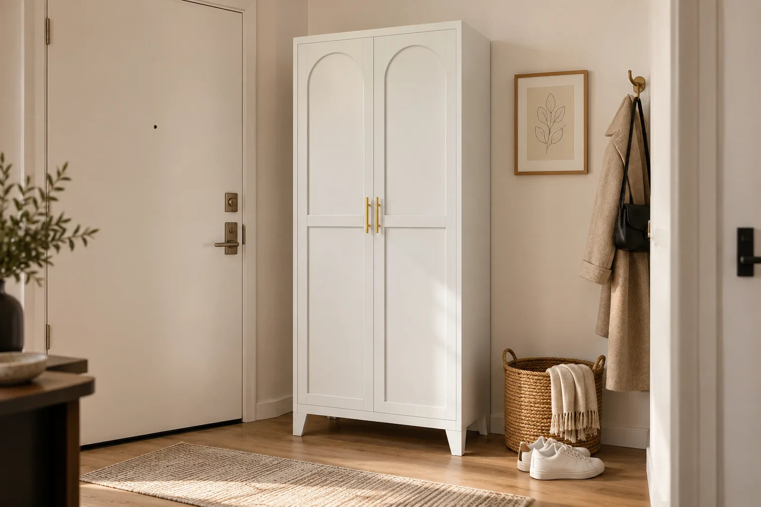 Little Arch 71 Cabinet — Chalk in an apartment entryway, generated scene